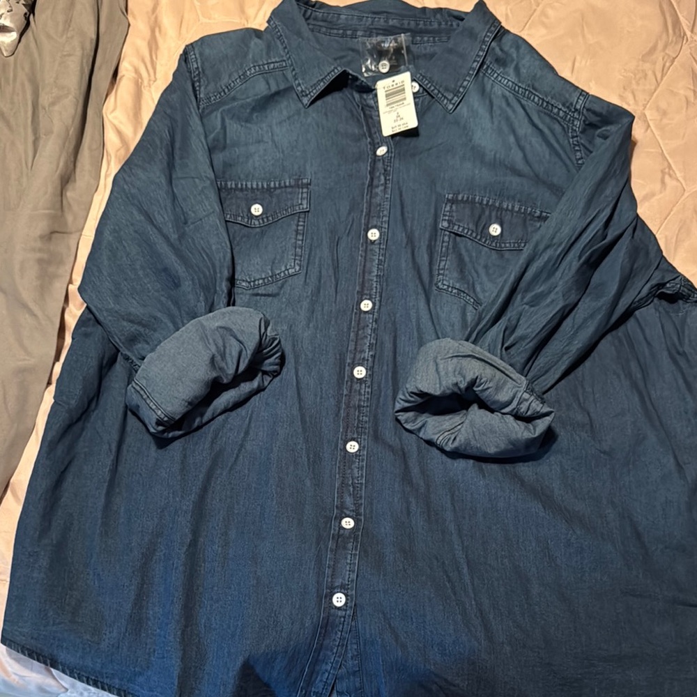 NWT Torrid Dark Blue Denim Button-Up Shirt
